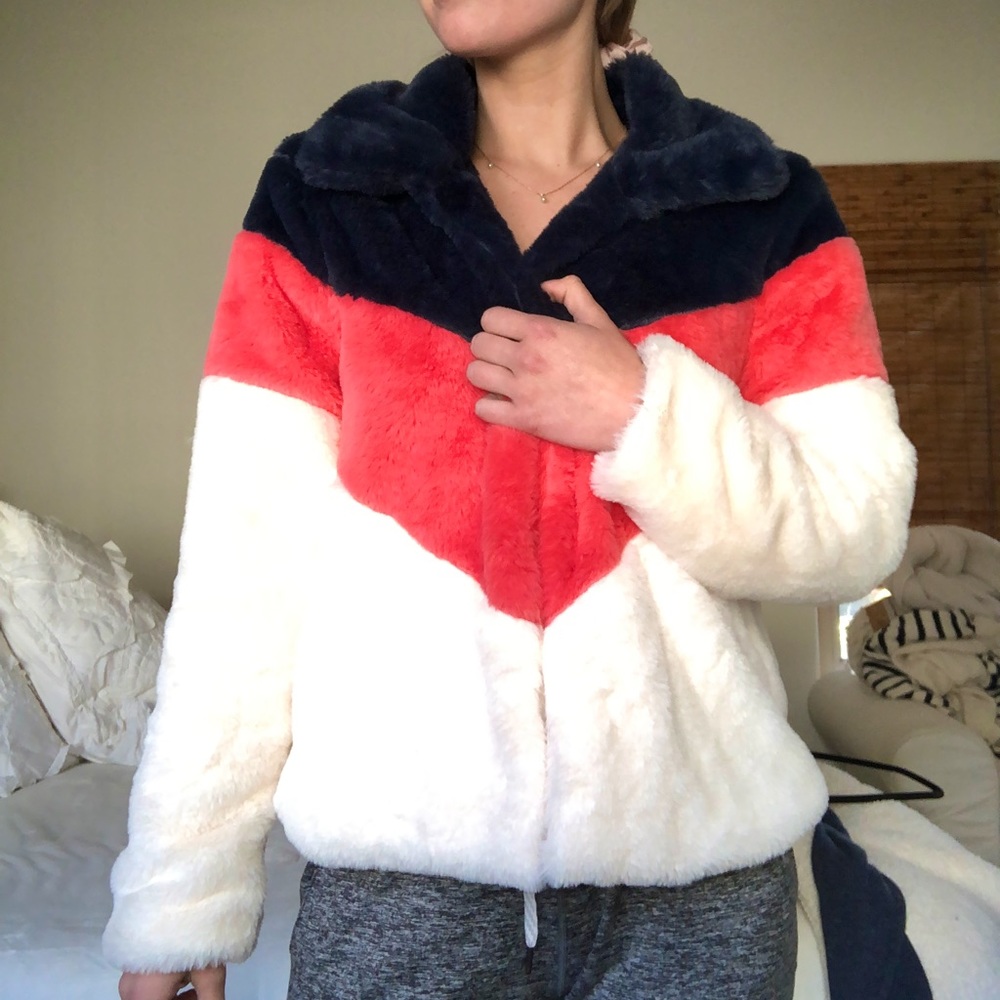 Madison & Berkeley navy, pink and white jacket